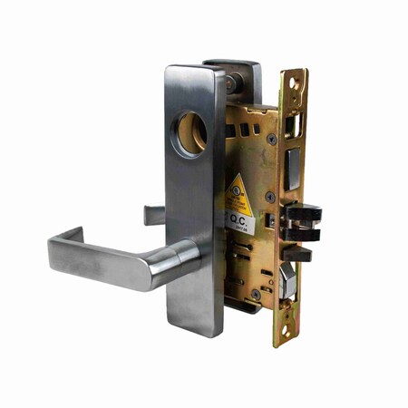 Trans Atlantic Co. DXML Brushed Chrome Grade 1 Passage Mortise Lock Door Handle with Sectional Left-Handed Lever DL-DXML10SSLH-US26D